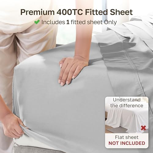 California Design Den 100% Cotton Sateen Cali King Fitted Sheet, Grey