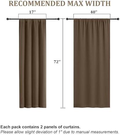 Lecloud Brown Room Darkening Curtains for Bedroom 72 Inches Long 2