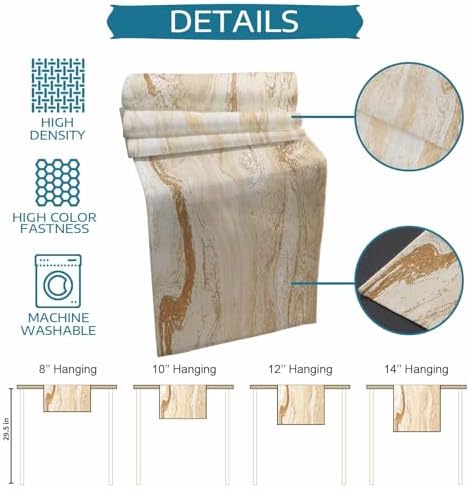 Beige Marble Burlap Cotton Table Runner 72 Inches Long, Chic Neutral