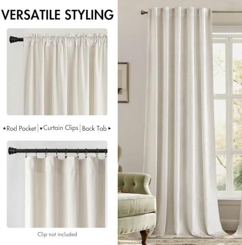 MIULEE Velvet Curtains 52x108 inches 2 Panels Ivory Room Darkening