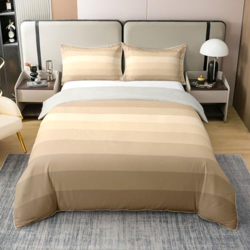 Feelyou Ombre Khaki Beige Duvet Cover 100% Cotton Queen Size