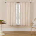 MitoVilla Cream Boho Farmhouse Living Room Curtains 63 Inch Length 2
