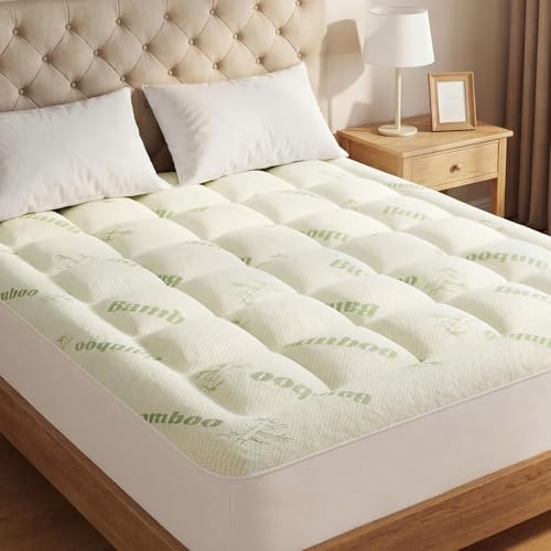 OLIXIS Queen Bamboo Viscose Mattress Topper, Cooling Breathable Bed