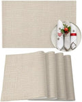 Beige Solid Color Placemats Set of 4, Cotton Linen Fabric Place Mats