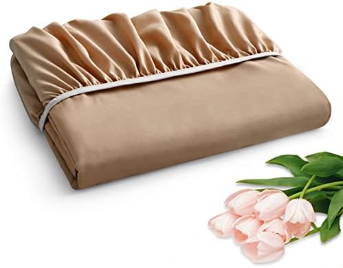 Horbaunal Extra Deep Pocket Queen Fitted Sheet Only, Taupe