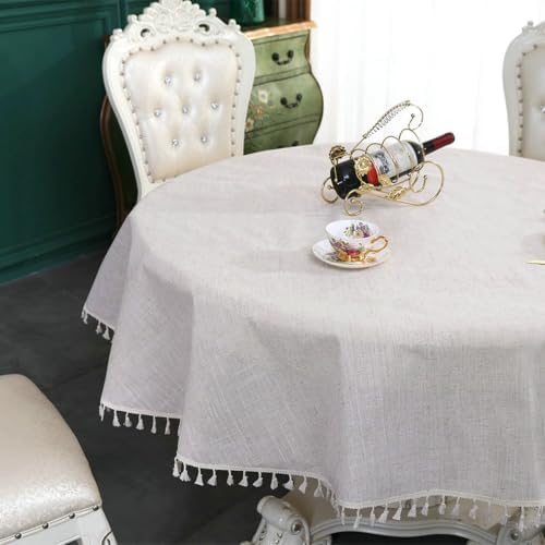 Round Coffee Table Cloth Cover 70.9 inch,Linen-Look