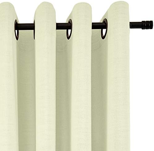 TWOPAGES Ivory Grommet Linen Curtains for Bedroom,52Wx 108L,Set of 2