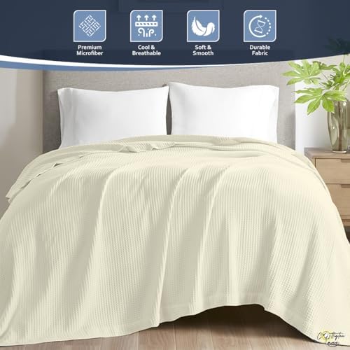 Cottington Lane Throw XL Size Waffle Weave Blanket, Soft Lightweight