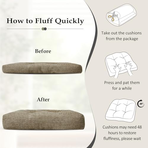 downluxe Chair Cushions for Dining Chairs 2 Pack, Tufted Indoor Chair