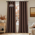 HOMEIDEAS 100% Blackout Brown Linen Curtains 52W x 96L 2 Panels