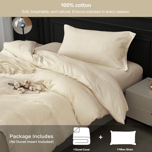 SAPHREAS 100% Washed Cotton Duvet Cover Twin Size Set, Linen Like