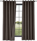 TWOPAGES Linen Grommet Curtain Drapes for Living Room,Brown,50Wx96L