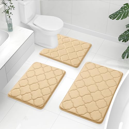 OLANLY Memory Foam Bath Rugs and Toilet Rug U-Shaped, Bath Rug Size