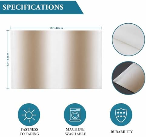 Placemats Set of 8, Khaki White Ombre Cotton Linen Place Mats, Modern