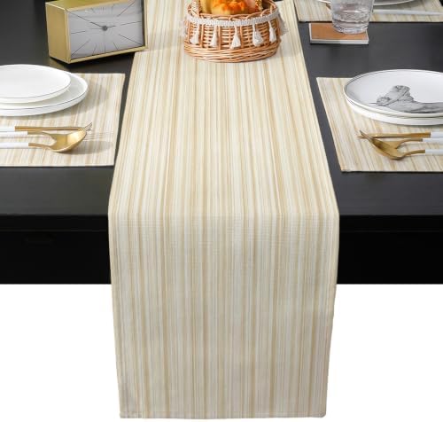 Modern Light Khaki Lines Table Runner and Placemats Set of 4 Vintage