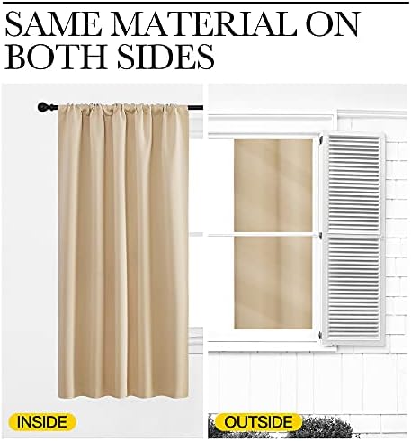 NICETOWN Biscotti Beige Blackout Curtains for Living Room 52" x 84"