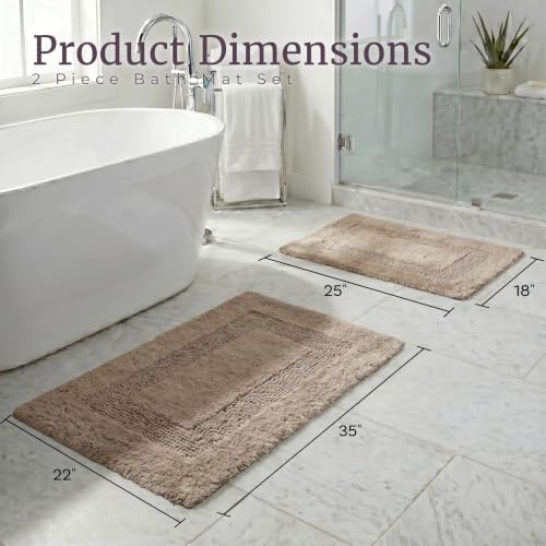 Bathroom Rugs - 2-Piece Cotton Bathroom Mat Set - Machine Washable