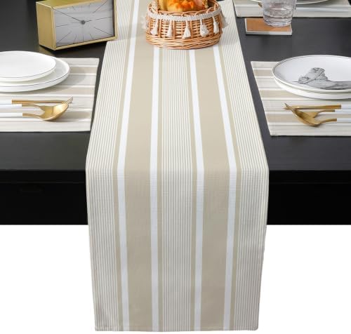 Classic Lines Table Runner and Placemats Set of 4 Modern Soft Beige