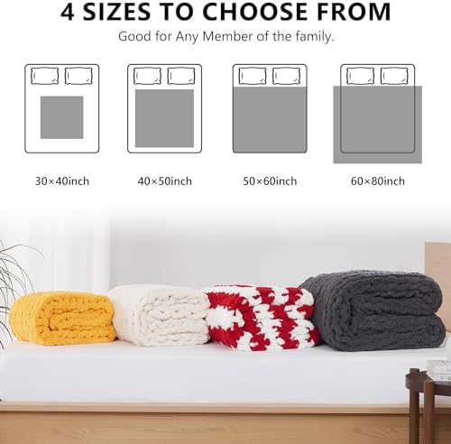 L'AGRATY Chunky Knit Throw Blanket for Couch, 30'' x 40'' Knit Throw