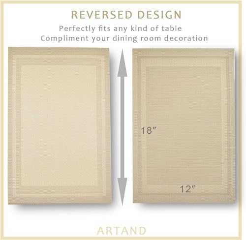 DACHUI Placemats Set of 4, Linen Look Woven, Washable Place Mats