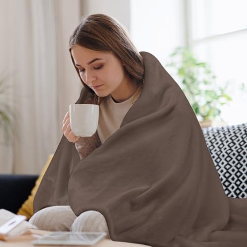 Plush Throw Blanket Solid Color Plain Medium Taupe Pastel Brown Soft