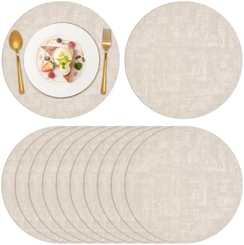 Vinyl Placemats Set of 10, 13" Faux Leather Heat Resistant Place Mats