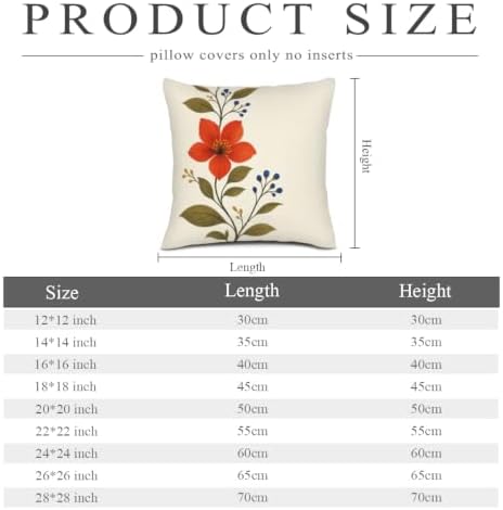 InkRain Floral Vine Pillow Cover Fresh Simple Red Flower Scrolling