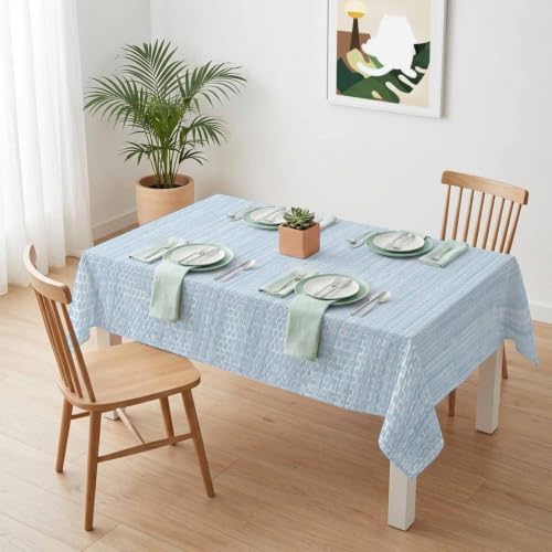 Modern Boho Rectangle Tablecloth, Solid Color Linen Texture Beige