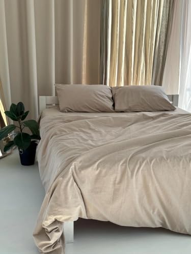 Gaytri Handicraft Light Beige Linen Duvet Cover Set. King Queen Full