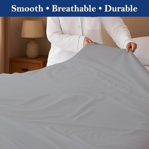 SKY BEDDINGS Full Flat Sheets, 100% Egyptian Cotton, Sateen, Light