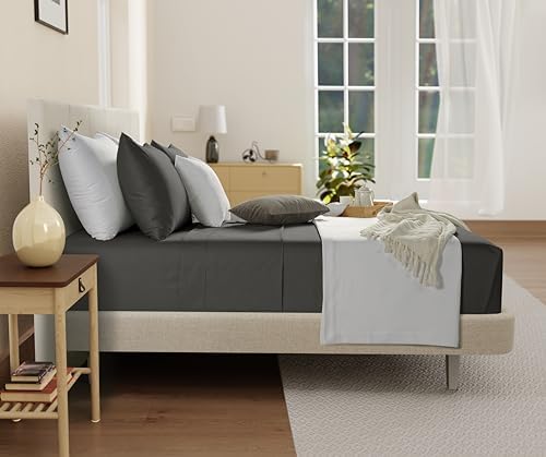 100% Cotton Sheets King Size Sheets Set with Fitted Sheet & Pillowcase