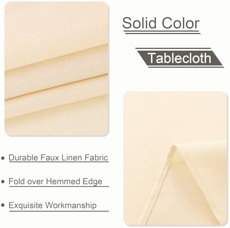 XWZO Champagne Faux Linen Tablecloth for Rectangle Tables - Wrinkle