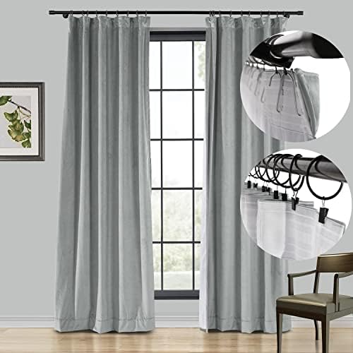 ChadMade Blackout Velvet Extra Wide Drape 120 inches Long Curtain for