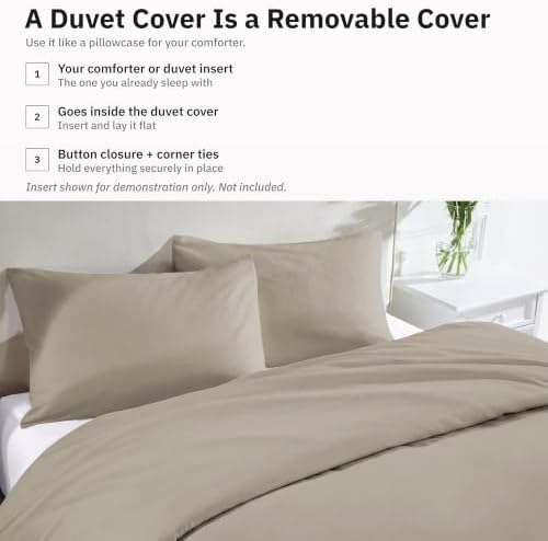 California Design Den Luxury Full/Queen Duvet Cover Set, Taupe