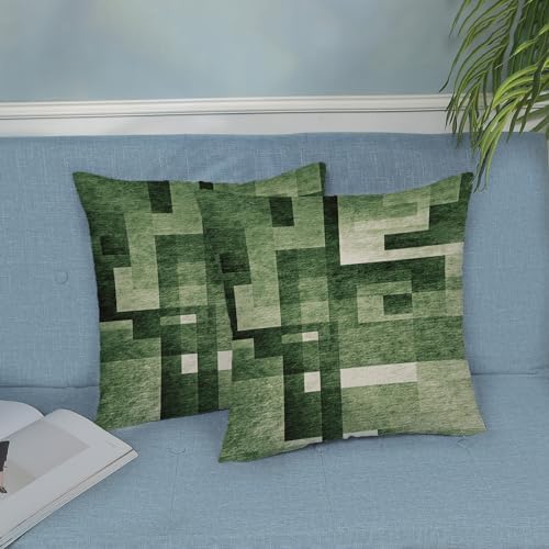 Sage Green Olive White Pillow Covers 20x20, Abstract Art Outdoor