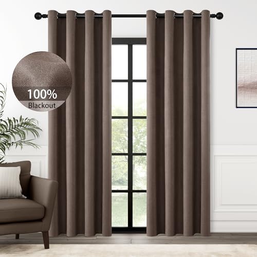 ChrisDowa Brown Blackout Curtains 96 Inches Long 2 Panels for Bedroom