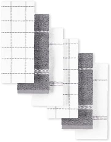 Martha Stewart Modern Waffle Kitchen Towel Set 6-Pack, Grey, 16"x28"