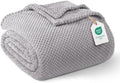 Exclusivo Mezcla Soft Waffle Fleece Bed Blanket King Size, Light Gray