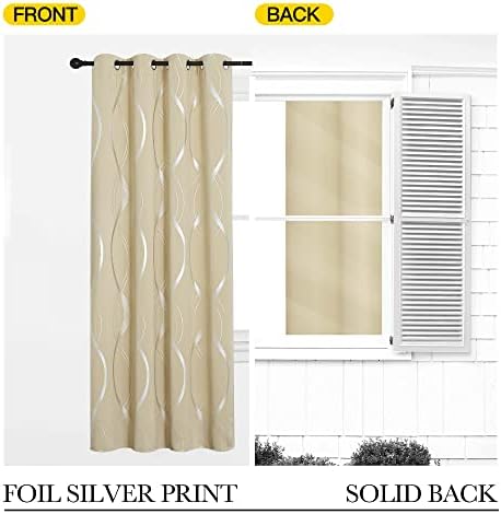 NICETOWN Extra Long Blackout Curtains for Large Window, Foil Printed