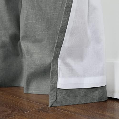 TWOPAGES 52W x 108L Inches Linen Cotton Curtain Heavyweight Breathable