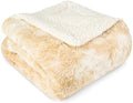 PAVILIA Tie Dye Faux Fur Sherpa Twin Blanket for Couch Bed, Cream