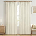 Pinch Pleat Beige Cream Blackout Curtains 108 Inch Long 2 Panels for