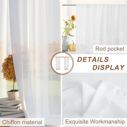 Grey Semi Sheer Curtains 63 Inch Length for Living Room Solid Color