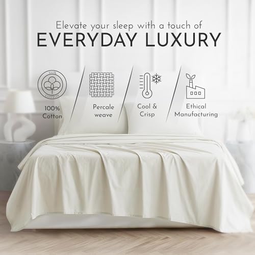 Linen Closet 4 Pcs 100% Cotton Full Size Sheets Set, Tan, 400 Thread