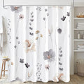 Gibelle Charcoal Grey Watercolor Floral Fabric Shower Curtain, 72x72