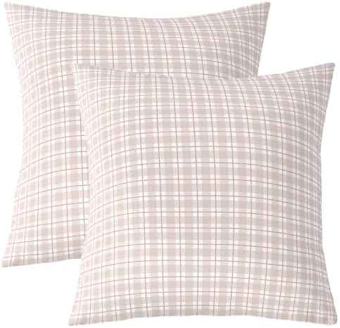 Geometric Plaid Kids Throw Pillow Cover, Cream White, 20"x20"