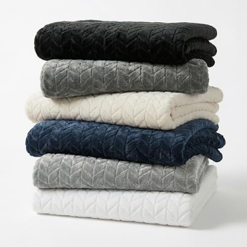 Superior Hope Herringbone Fluffy Fleece Blanket, Soft Plush Embossed