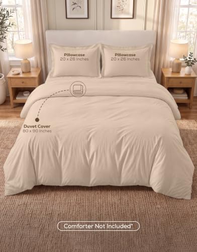 Duvet Cover Full, 3 Piece Cotton Like Polyester With Zipper Closure
