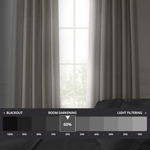 Italian Faux Linen Curtains For Living Room (1 Panel) 50W X 96L, Taupe