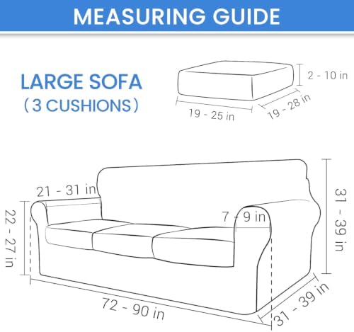 CYCMCAO 4 Piece Stretch Sofa Covers for 3 Cushion Couch, Sofa 71"-91"